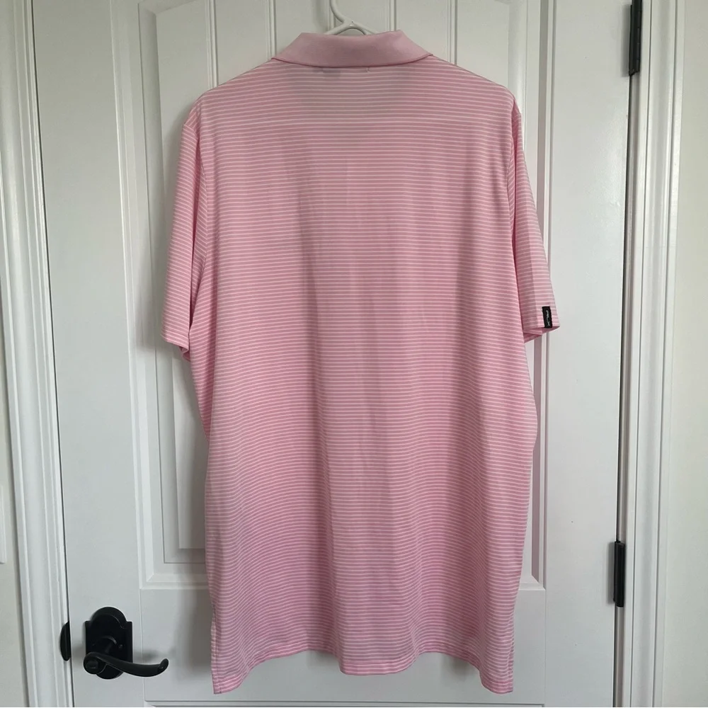 RLX Ralph Lauren Polo Golf‎ Pink White Striped Short Sleeve Large